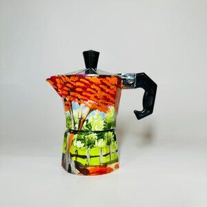 Hand-Painted Framboyant Theme Coffee Maker